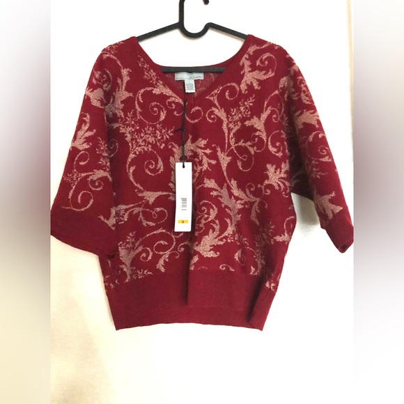 By Design Sweaters - By Design Red Patterned Women's Sweater